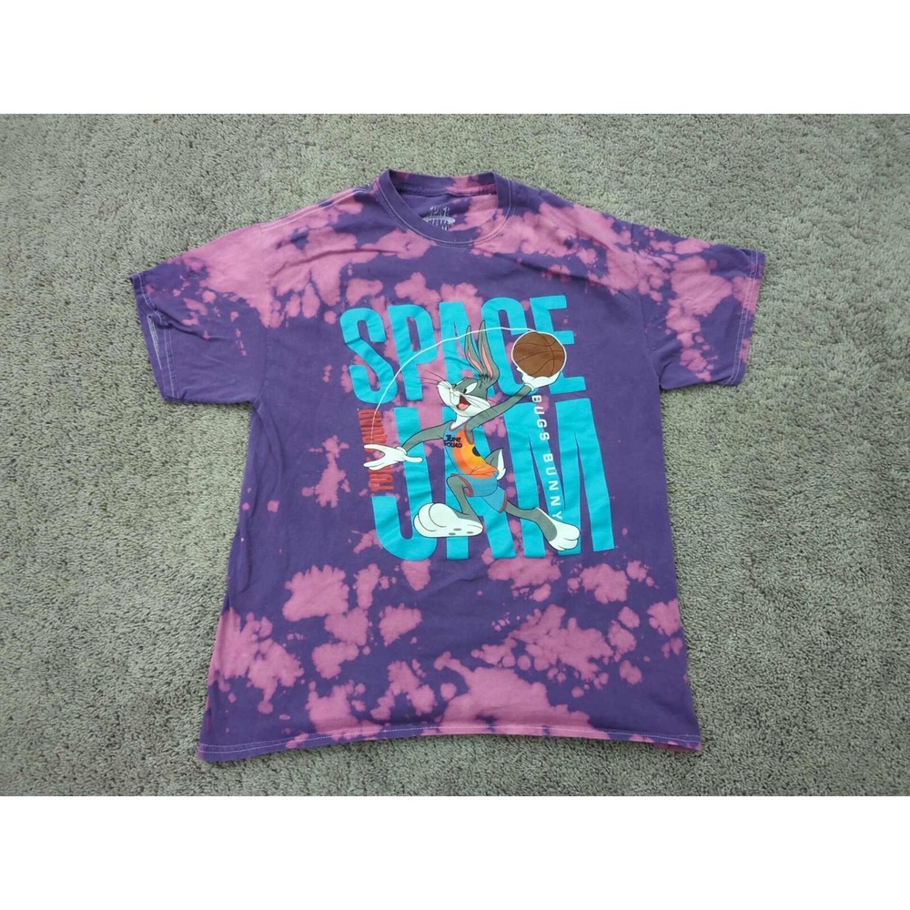 Space Jam T Shirt Mens Large Purple Tie-Dye Tune Squad Bugs Bunny Basketball